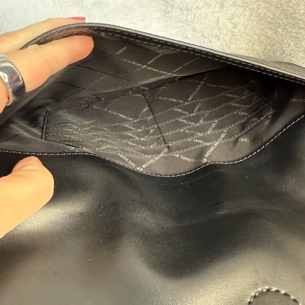 Michael Kors Black and Gray Monogram Envelope Style Clutch/Wristlet